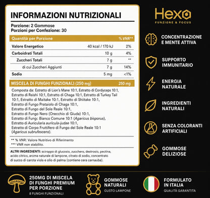 Blend di 10 funghi funzionali - HEXO™